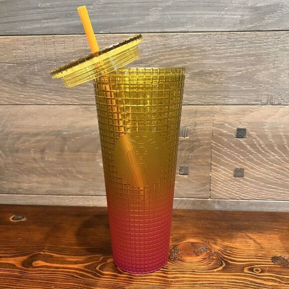 Starbucks Summer 2022 Venti Tumbler Lemon Prism Spray Pink Gradient Ombre